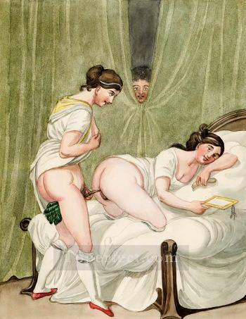 Erotische Szene Georg Emanuel Opiz caricature Sexual Oil Paintings